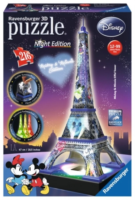 Puzzle 3D torre Eiffel Disney di notte