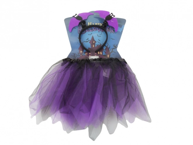 Costume di Halloween con Gonna e Fascia Pipistrello in Nero e Viola