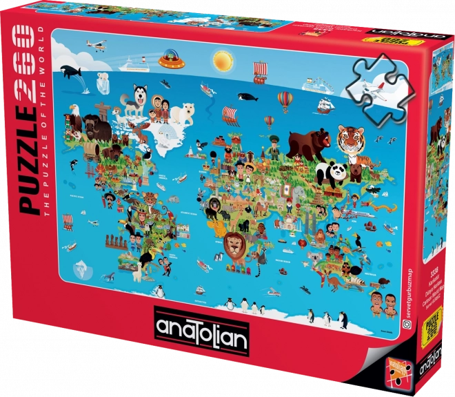 Puzzle mappa del mondo per bambini 260 pezzi