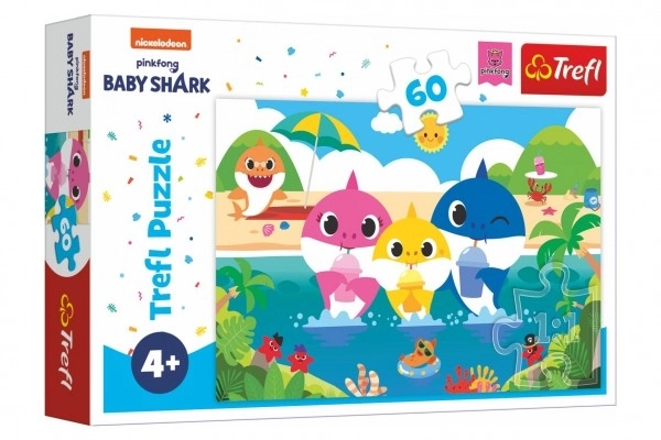 Puzzle Baby Shark con la famiglia in vacanza 60 pezzi