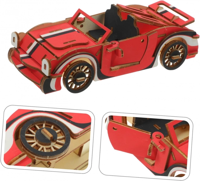 Puzzle 3D in legno cabrio rosso