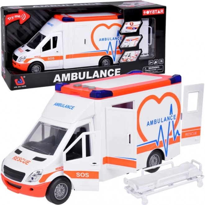 Ambulanza interattiva con portiere apribili e effetti luminosi e sonori