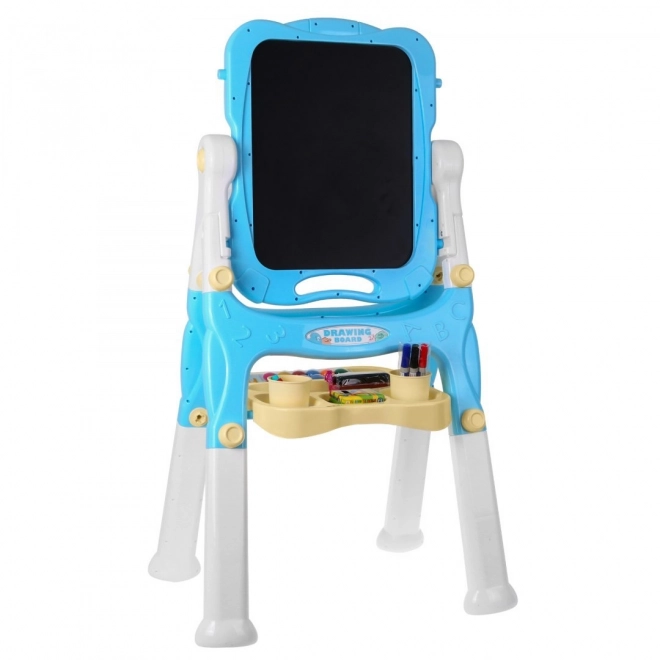 Grande Lavagna a Due Facce per Bambini 3+ Blu con Accessori Magnetici e Gessetto