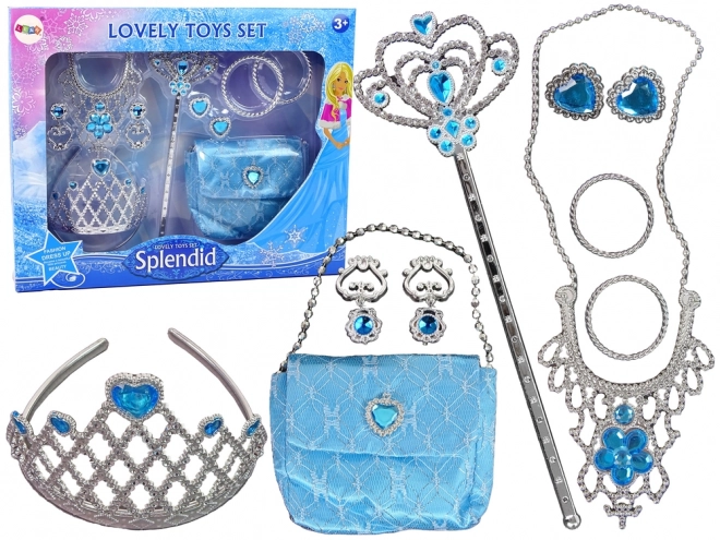 Set principessa piccola blu corona e accessori