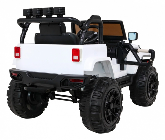Jeep bianco fuoristrada per bambini a batteria + telecomando + luci e suoni