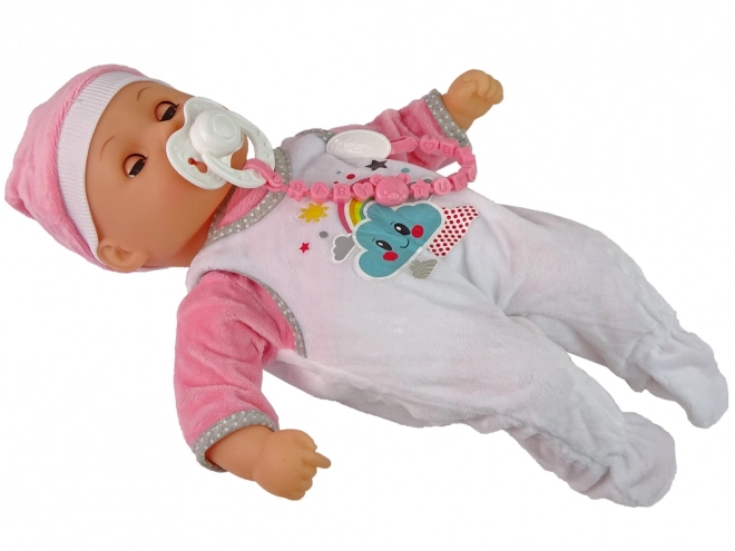 Bambola Neonato Suoni Piagiama Rosa Bianca Nuvoletta