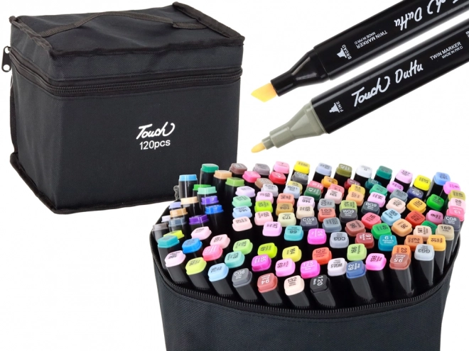 Set di pennarelli doppia punta 120 colori con borsa portatile