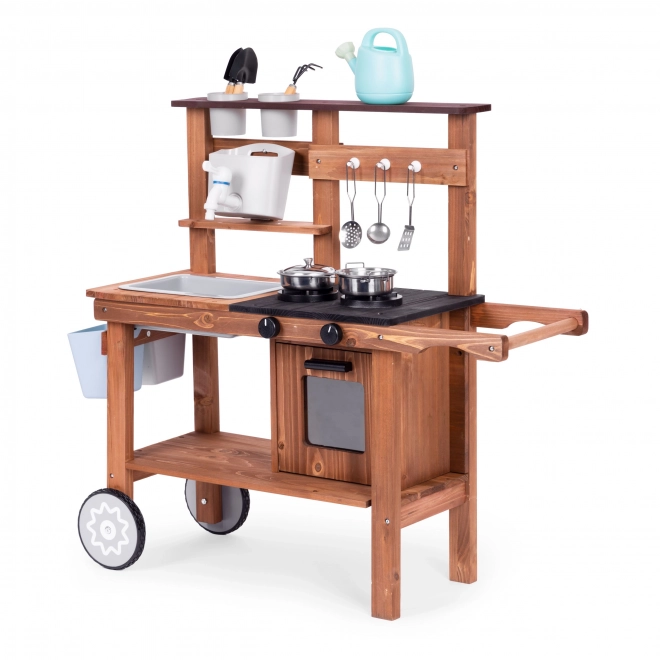 Cucina da giardino per bambini ECOTOYS con accessori in legno di abete