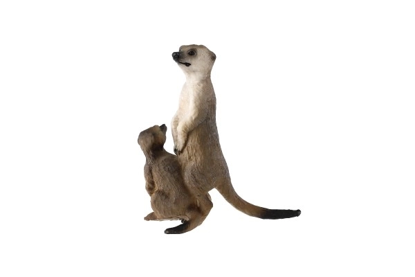 Suricata con cucciolo in plastica scura 8 cm