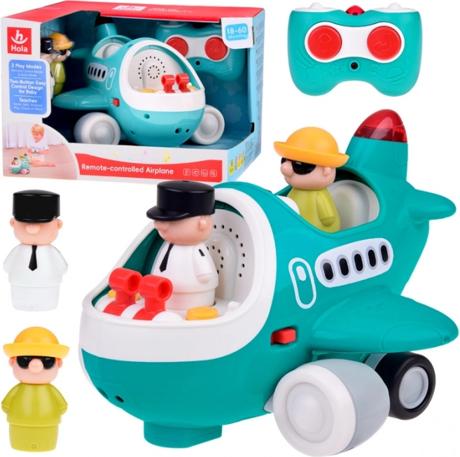 aereo interattivo per bambini con telecomando e figure di pilota e passeggero