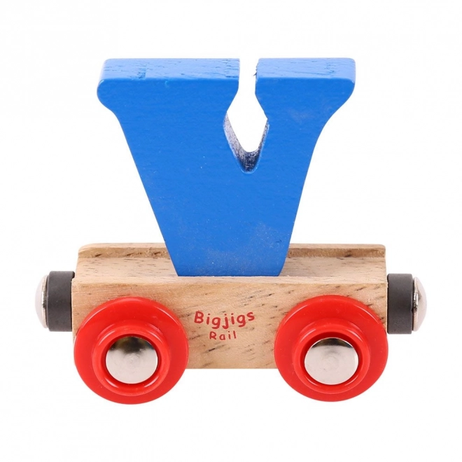 Vagone lettera V in legno Bigjigs Rail