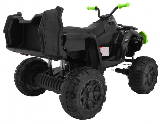 Quad XL ATV 2,4GHz a batteria per bambini nero/verde + telecomando + trazione 4x4 + portabagagli + avvio lento + EVA + LED audio