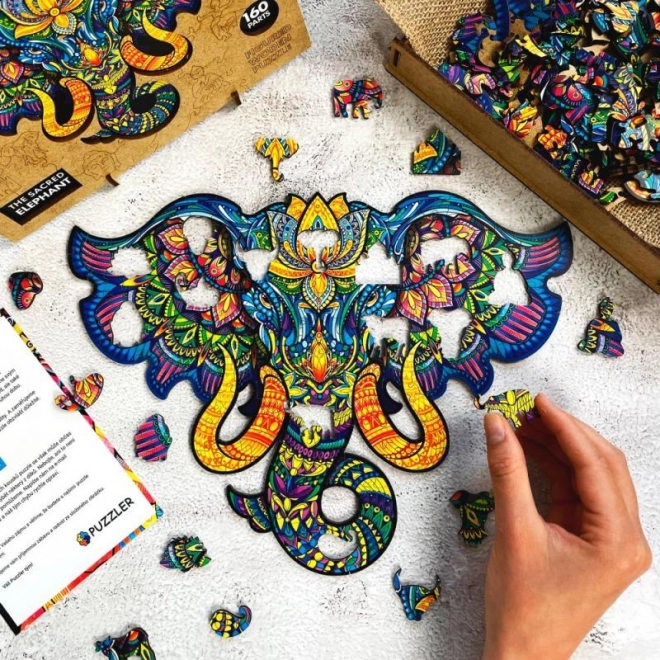 Puzzle in legno colorato - Elefante Sacro