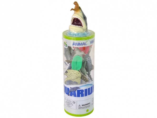 Set figurine animali marini squali in tubo