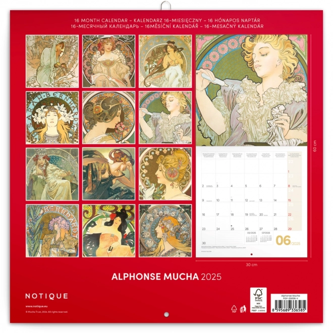 Calendario Notique con Note Alfons Mucha 2025