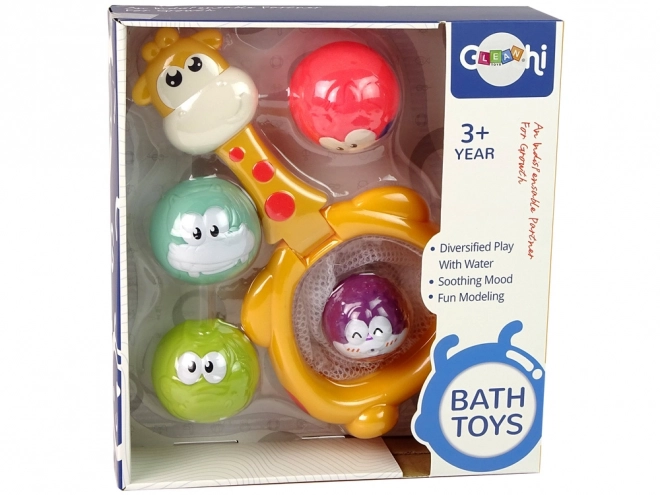 Mini giraffa da basket in gomma con palline da bagno