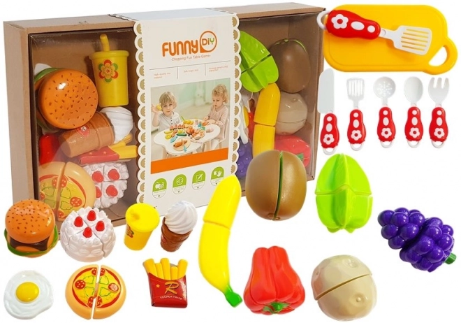Set di frutta e verdura per bambini da tagliare