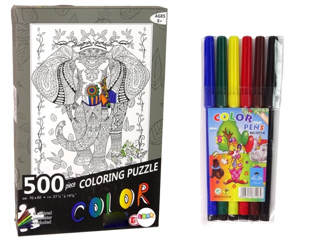 Puzzle da colorare 500 pezzi elefante