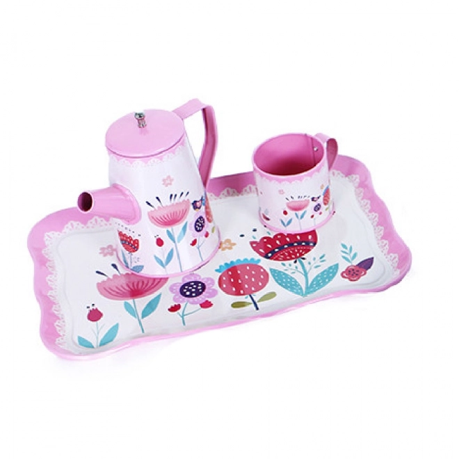 Set di stoviglie in metallo con motivo floreale