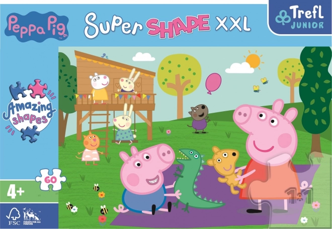 Puzzle Super Shape XXL Peppa Pig Gioca con il Fratellino 60 Pezzi