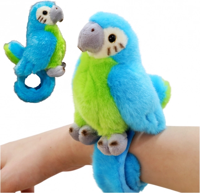 Pappagallo di peluche blu da polso