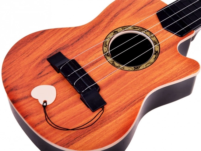 Chitarra a 4 corde per bambini con plettro – marrone scuro