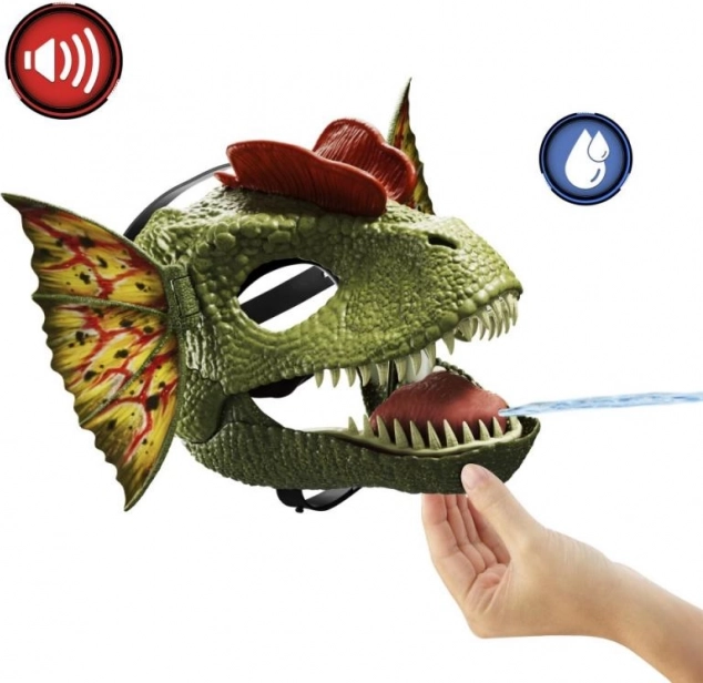 Maschera Dilophosaurus Jurassic World con suoni ed effetti d'acqua
