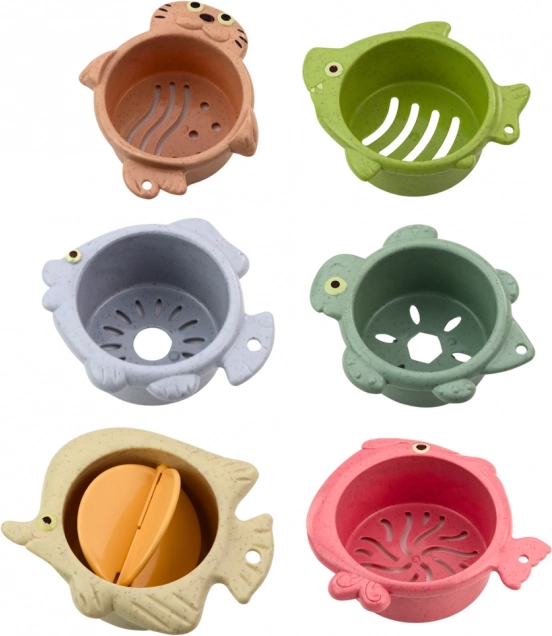 Tazze da bagno in torre colorate 2 in 1, pastello, 6 pezzi