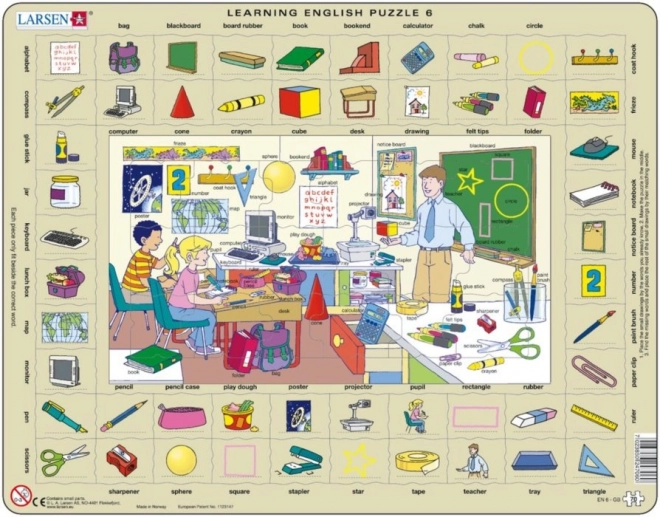 Puzzle LARSEN per l'apprendimento dell'inglese a scuola 70 pezzi