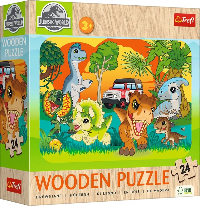 Puzzle di Legno Jurassic World: Incontra i Dinosauri 24 Pezzi