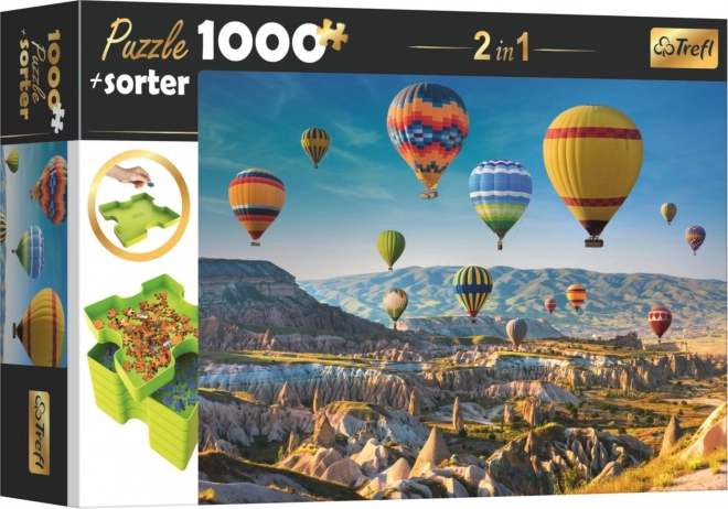 Puzzle Trefl Mongolfiere sopra la Cappadocia 1000 pezzi con smistatore 2 in 1