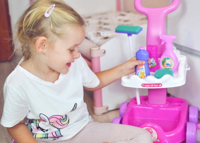 Set pulizie per bambini con carrello e aspirapolvere Woopie