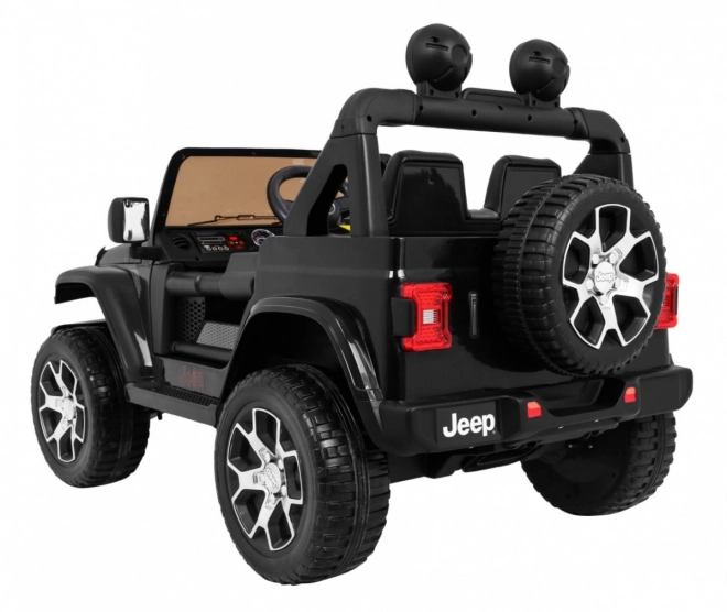 Jeep Wrangler Rubicon a batteria per bambini nera + telecomando + MP3 LED radio + ruote in EVA