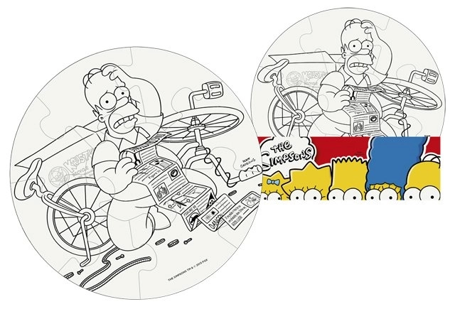 Puzzle da colorare I Simpson - cerchio 9 pezzi