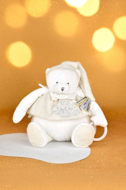 Doudou orsacchiotto polare in peluche con nastri 30 cm beige