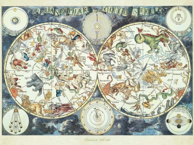 Puzzle 1500 pezzi mappa del cielo con animali fantastici