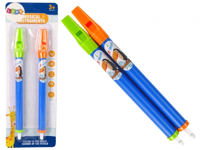 Set di due flauti per bambini animali blu