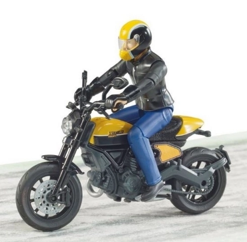 Motocicletta Ducati Scrambler con pilota