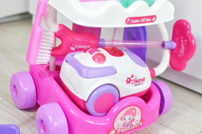 Set pulizie per bambini con carrello e aspirapolvere Woopie