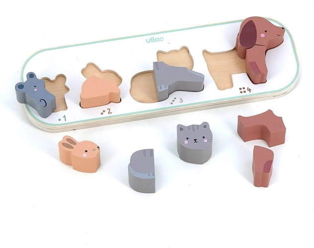 Puzzle ad incastro Imparo a contare gli animali Vilac Sarah Betz