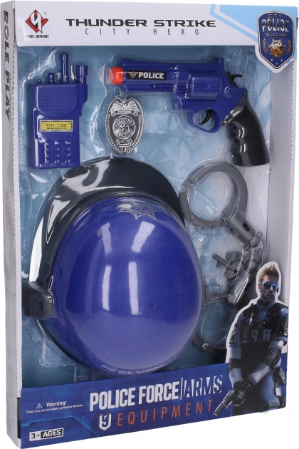 Set di polizia con elmetto