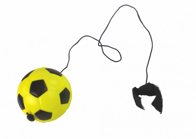 Pallone da calcio PU giallo con cordino elastico