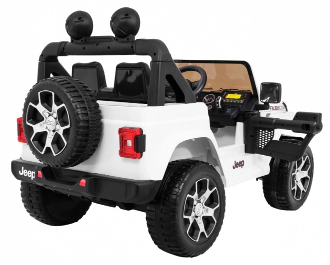Jeep Wrangler Rubicon batteria per bambini Bianco + telecomando + radio MP3 LED + ruote EVA
