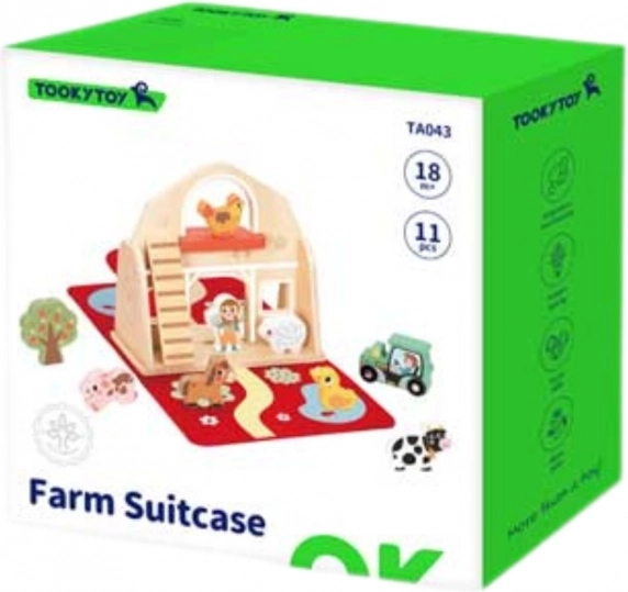 Fattoria impilabile in legno Tooky Toy con figurine di animali