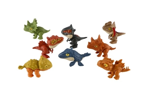 Dinosauro mordente nell'uovo plastica 10 cm vari colori