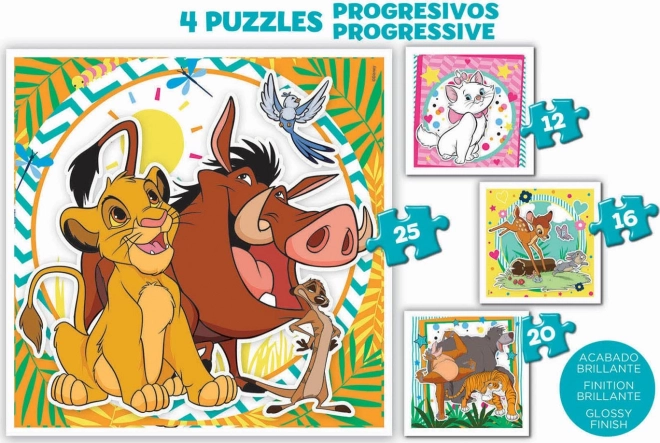 Puzzle a valigetta Disney Animali 4 in 1