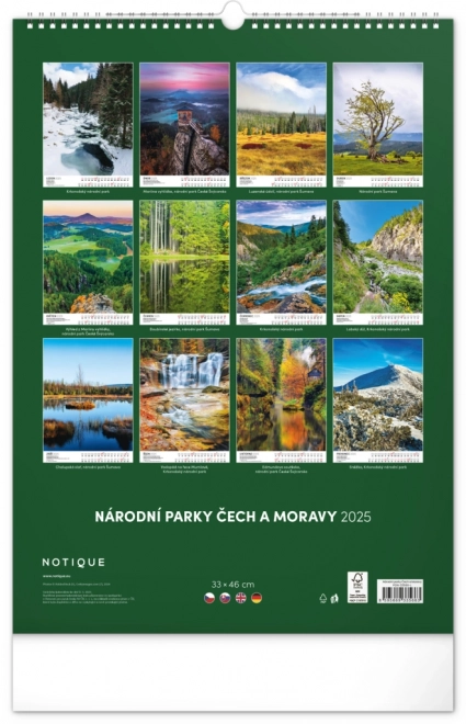 Calendario da Parete Parchi Nazionali di Cechia e Moravia 2025