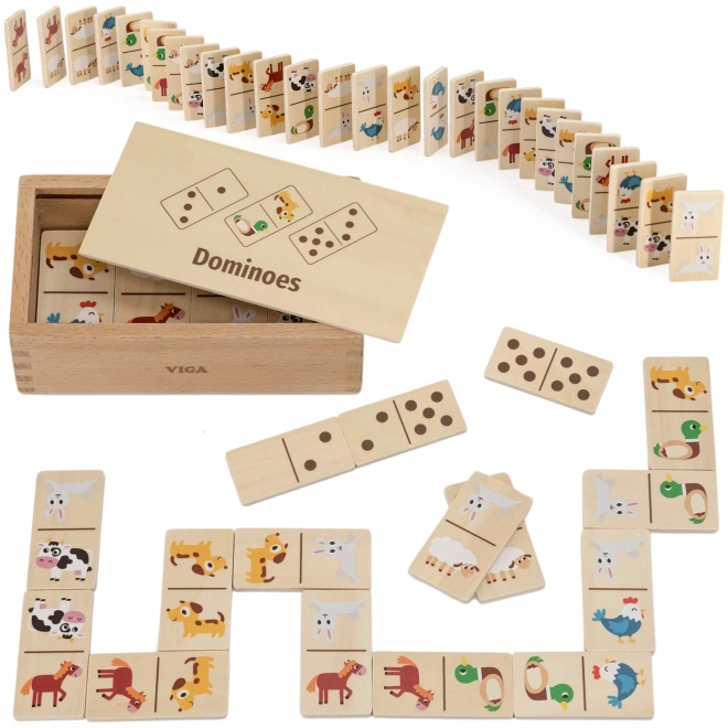 Domino in legno 2 in 1 Animali e Numeri