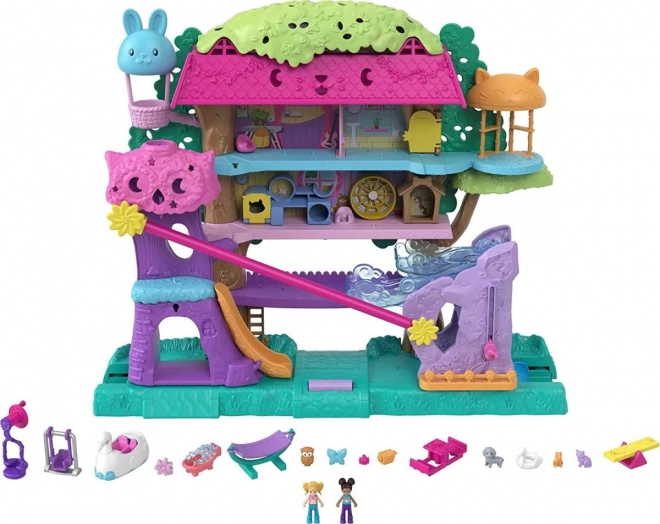 Set gioco Polly Pocket avventure animali casa sull'albero