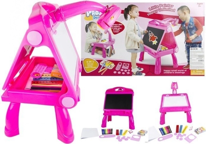 Lavagna rosa con proiettore per disegnare e dipingere